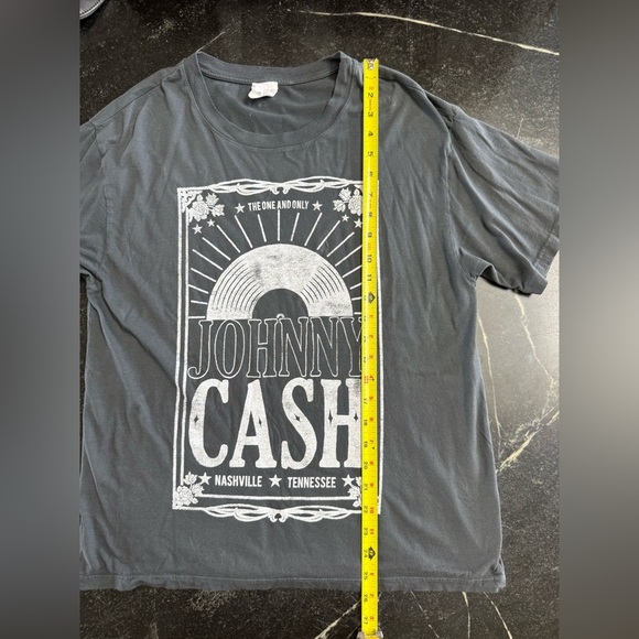 LetLuv SMALL Washed Black Johnny Cash Graphic Tee - Picture 5 of 7